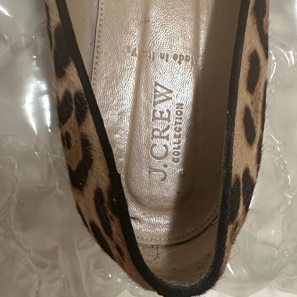 J. Crew Collection Leopard Print Pointed Toe Flats 12 Made in Italy - Picture 2 of 4